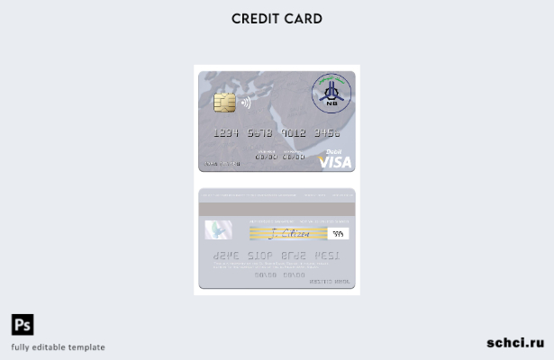 цифровая загрузка шаблона дебетовой карты Visa Sudan El Nilein Bank